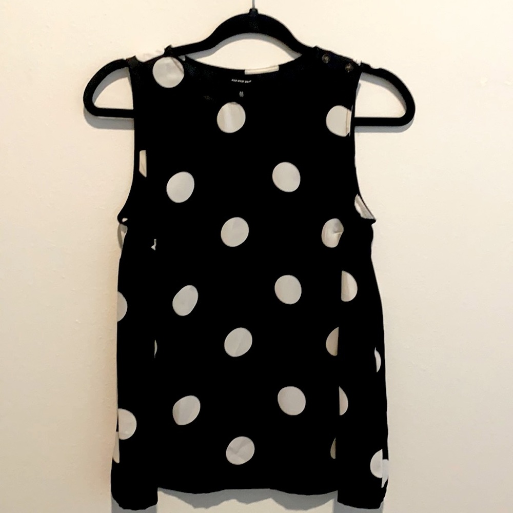 Who What Wear Black and White Polka Dot Tanktop